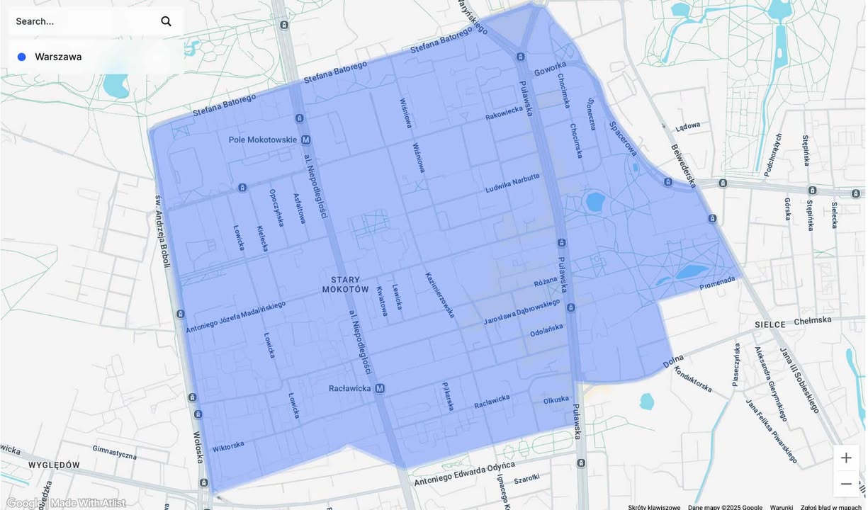 Mapa obszaru Osiedla Stary Mokotów
